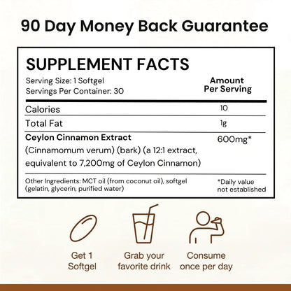 Ceylon Cinnamon 7200mg Equivalent with MCT Oil